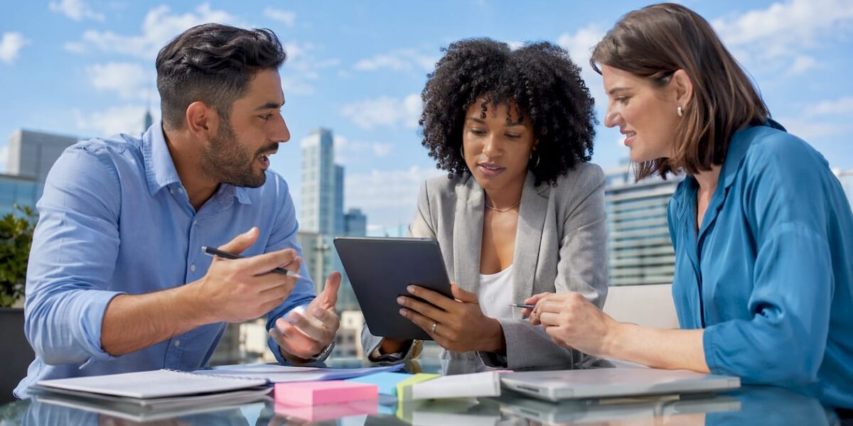 Legal PR team collaborating in conference room