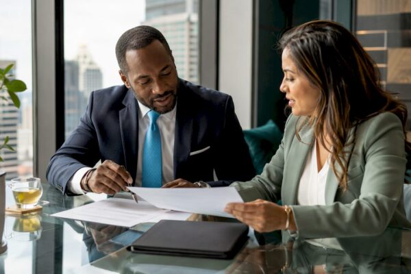 Attorney consulting PR professional about retainer