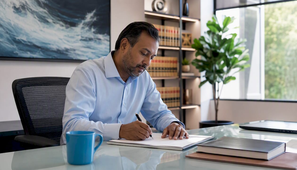 Attorney writing letter to editor by hand