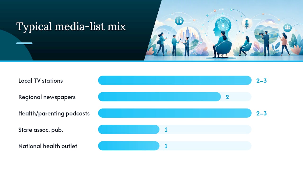 A five-step playbook for earning media as a psychologist — overview diagram