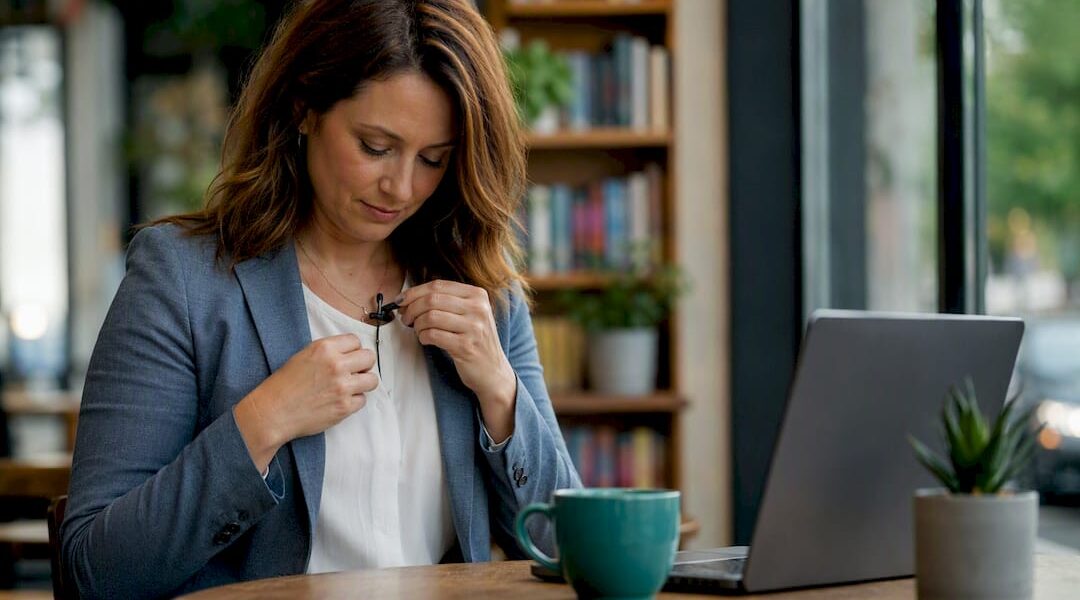 Psychologist adjusting lapel microphone