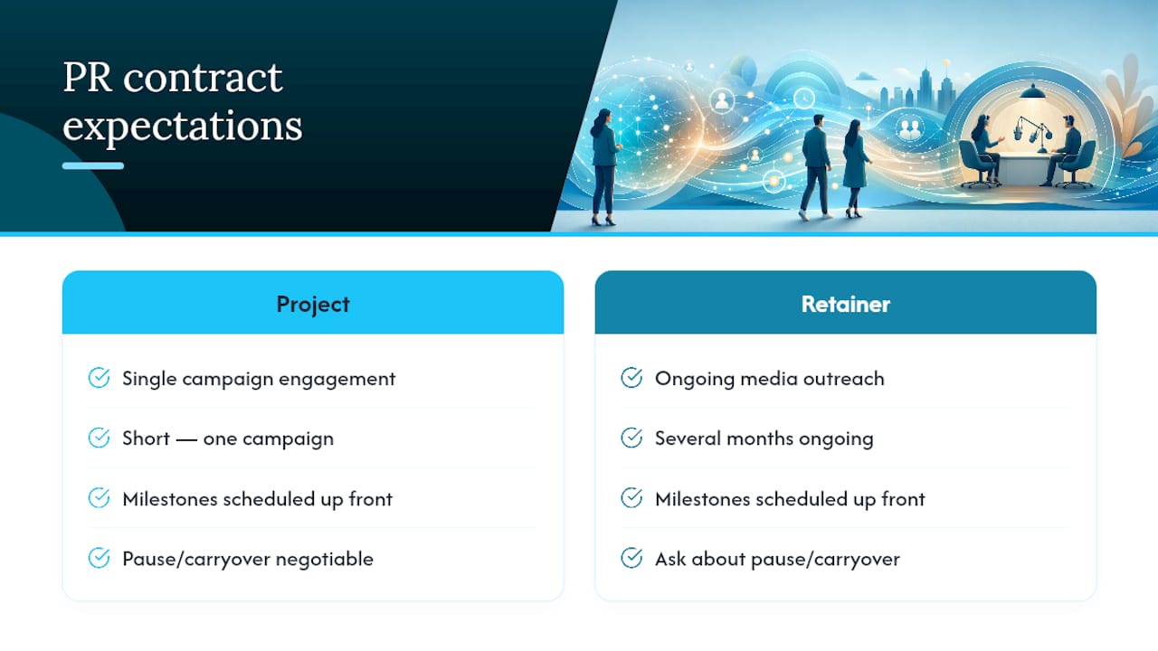 Comparison of PR engagement formats and milestones