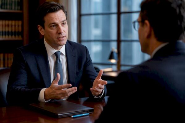 Lawyers discussing a professional peer review