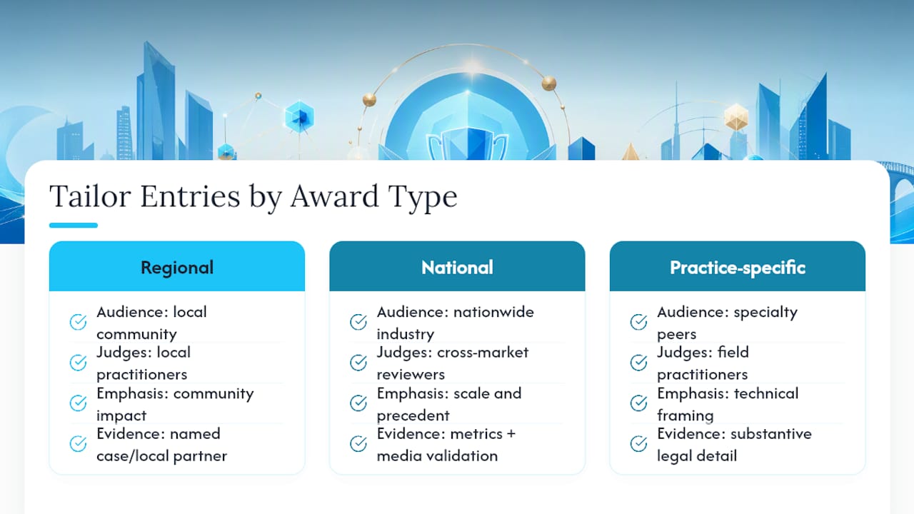 How Should You Tailor Entries for Regional vs. National Awards? — overview diagram