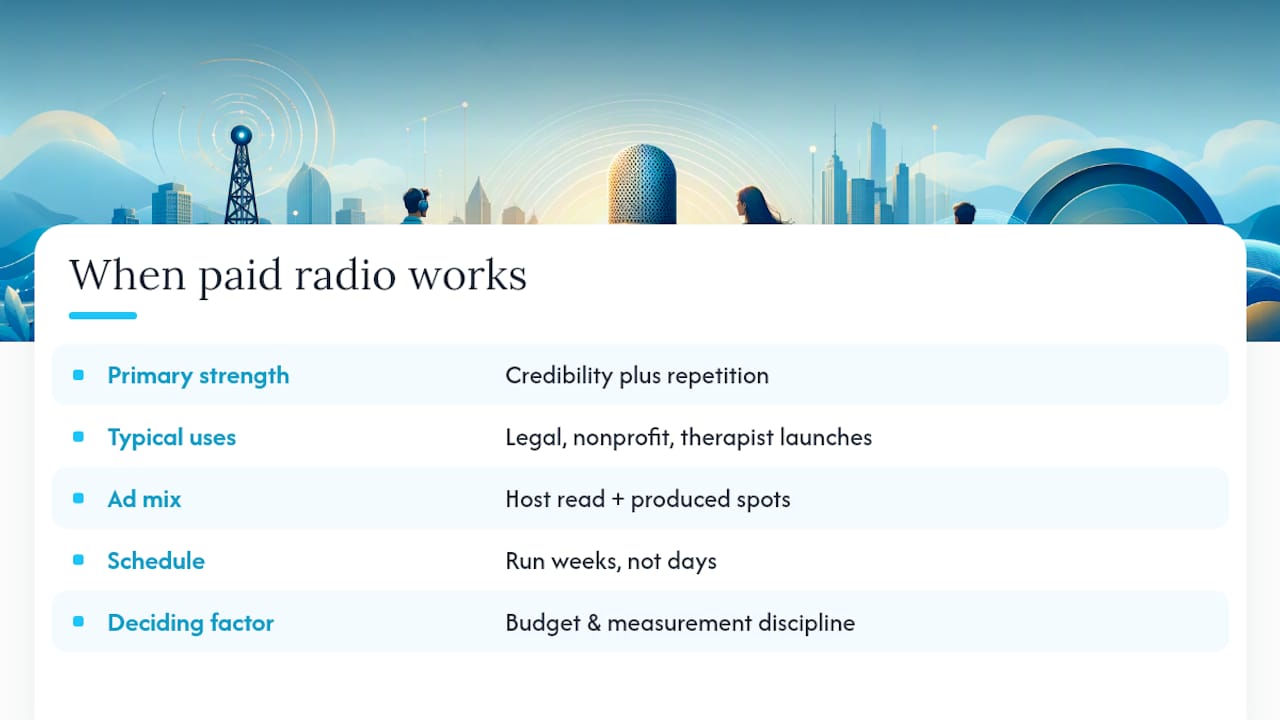 When Does Paid Radio Actually Move the Needle for Professionals? — overview diagram