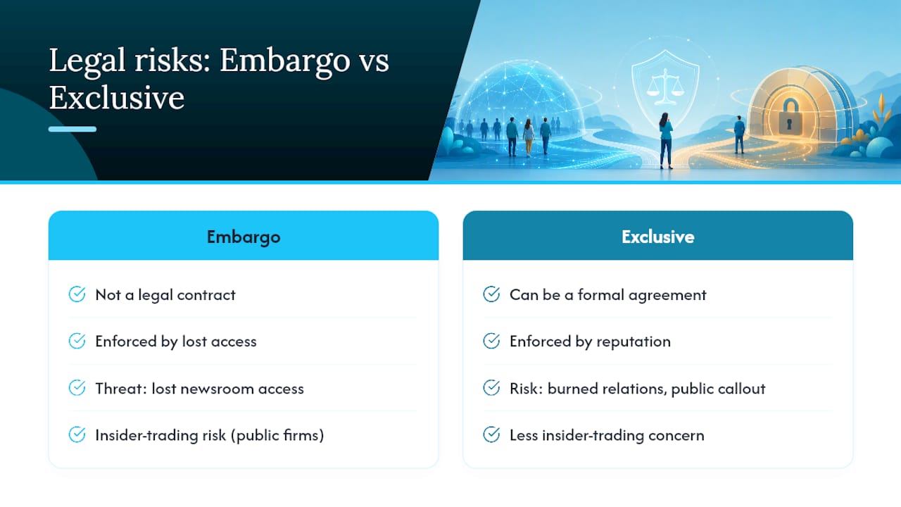Legal Considerations Behind Embargo and Exclusive Agreements — overview diagram